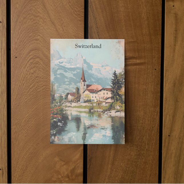 Cartão Postal Vintage Suiça da paisagem alpina suíça (Beautiful Switzerland swiss alps travel postcard)