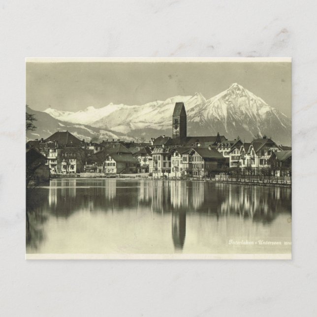Cartão Postal Vintage, Suiça, Interlaken 1934 (Frente)