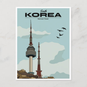 Cartão Postal Vintage sul coreia Seoul famoso marco icônico