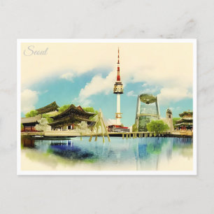 Cartão Postal Vintage sul coreia Seoul famoso marco icônico