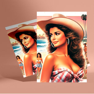 Cartão Postal Vintage Summer Cowgirl