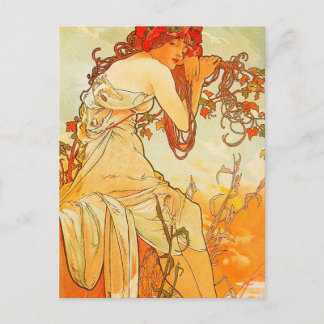 Cartão Postal Vintage Summer por Alphonse Mucha