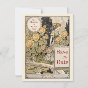 Cartão Postal Vintage Sunflower Autumn Save Date