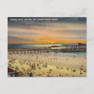 Cartão Postal Vintage, Sunset Old Orchard Beach, Maine