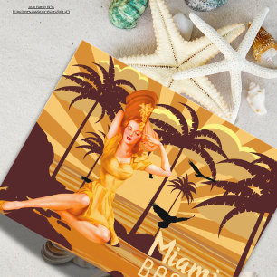 Cartão Postal Vintage sunset Saudação de Miami