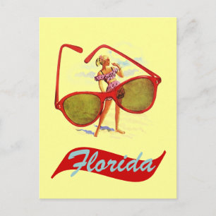 Cartão Postal Vintage sunshine state retro Florida Fla do cartã