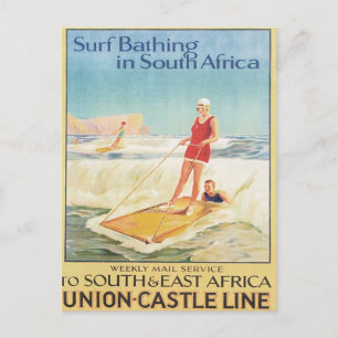 Cartão Postal Vintage Surf Bathing África do Sul