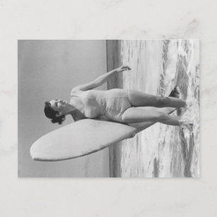 Cartão Postal Vintage Surf Girl