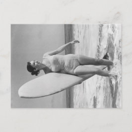 Cartão Postal Vintage Surf Girl