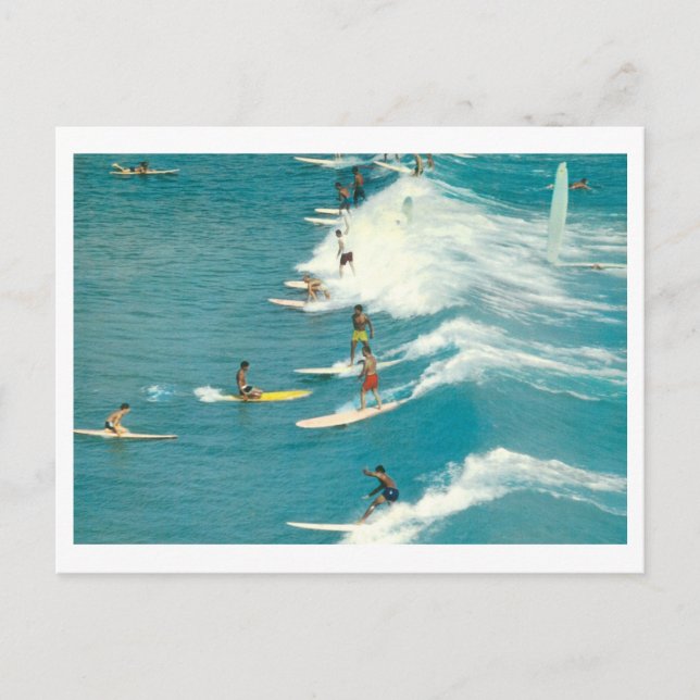 Cartão Postal Vintage surfing, Florida, 1960 (Frente)