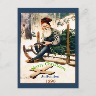 Cartão Postal Vintage Swedish Santa Claus Jultomten Image Copy