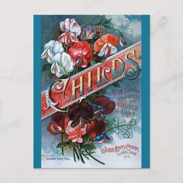 Cartão Postal Vintage Sweet Peas (Frente)