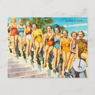 Cartão Postal Vintage Swimtails Women Beauties Peaches na Flórid