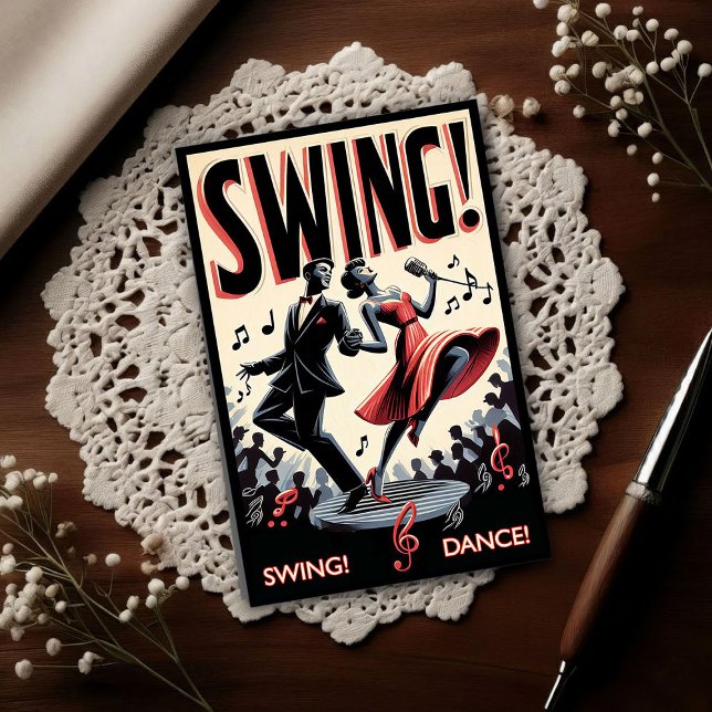 Cartão Postal Vintage Swing Dance Night (Criador carregado)