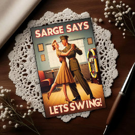 Cartão Postal Vintage Swing Dance Salute to Military Service 