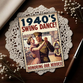 Cartão Postal Vintage Swing Dance Salute to Military Service 