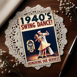 Cartão Postal Vintage Swing Dance Salute to Service 