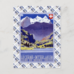 Cartão Postal Vintage Swiss Rail Luzern Interlaken Brunig