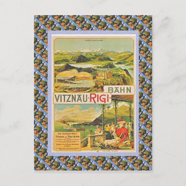 Cartão Postal Vintage Swiss Raulway Vitznau Rigi Bahn (Frente)