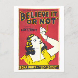 Cartão Postal Vintage Sword Swallower Advertisement