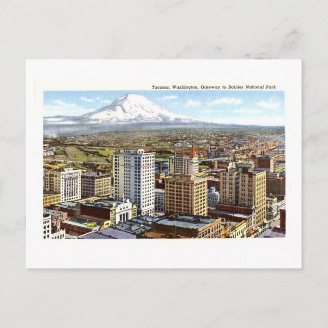 Cartão Postal Vintage Tacoma, Washington, City View (Frente)