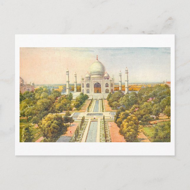 Cartão Postal Vintage Taj Mahal  (Frente)