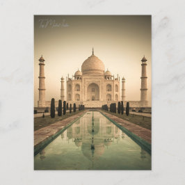Cartão Postal Vintage Taj Mahal, Índia - Retro de Aquarela Viage