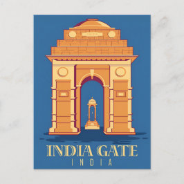 Cartão Postal Vintage Taj Mahal, Índia - Retro de Aquarela Viage