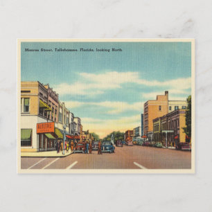 Cartão Postal Vintage Tallahassee, Florida Monroe Street
