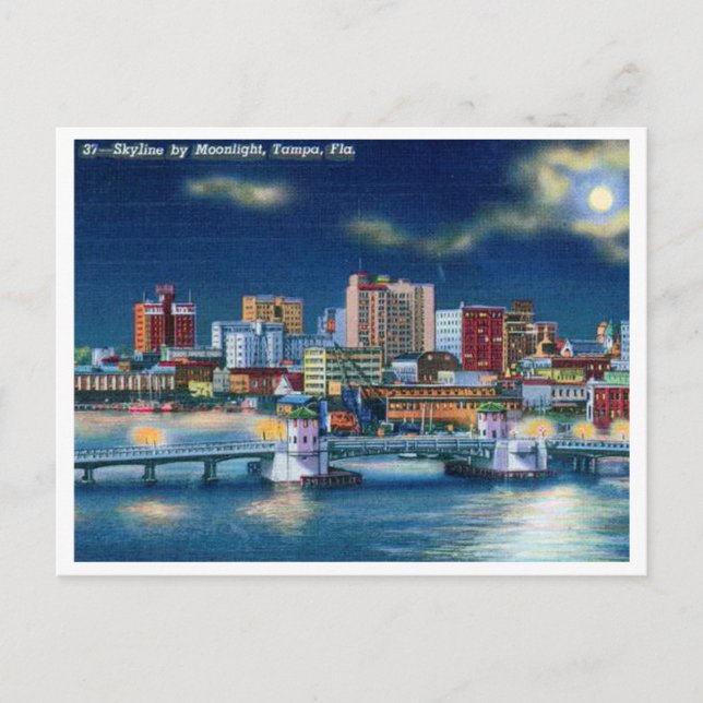 Cartão Postal Vintage Tampa Florida Skyline (Frente)