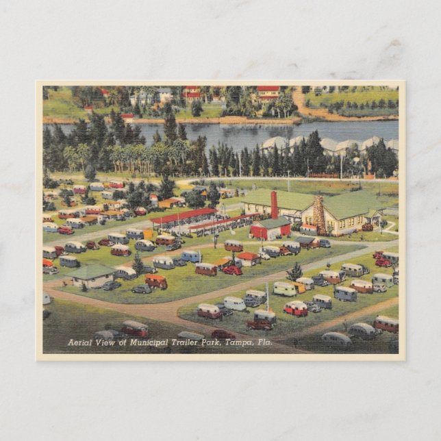 Cartão Postal Vintage Tampa Florida TrailPark (Frente)