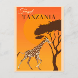 Cartão Postal Vintage Tanzania Africa Giraffe Viagem