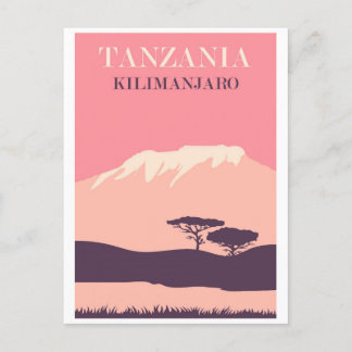 Cartão Postal Vintage Tanzânia Africa Monte Kilimanjaro Pink