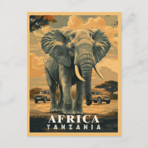 Cartão Postal Vintage Tanzânia: Aventura Safari