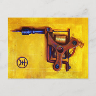 Cartão Postal Vintage Tattoo Machine (Yellow)