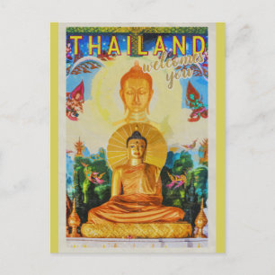 Cartão Postal Vintage Thailand Buddha Statue Viagem