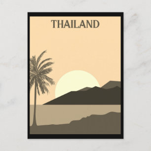 Cartão Postal Vintage Thailand Tropical Beach Ocean Viagem