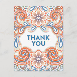 Cartão Postal Vintage thank you postcard with orange flowers