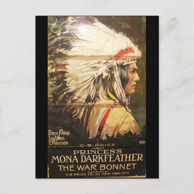 Cartão Postal Vintage The War Bonnet 1914 Filme (Frente)