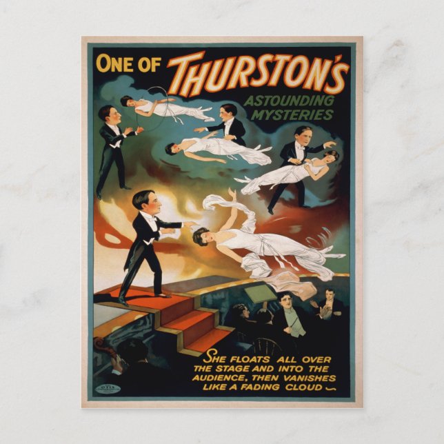 Cartão Postal Vintage Thurston Magic Poster (Frente)