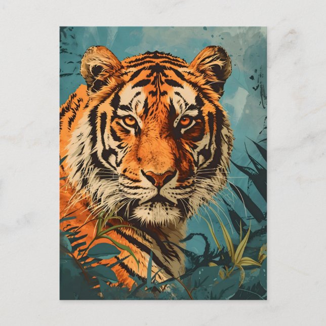 Cartão Postal Vintage Tiger: Parabéns majestosos (Frente)