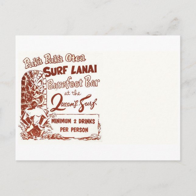 Cartão Postal Vintage Tiki do século Médio (Frente)