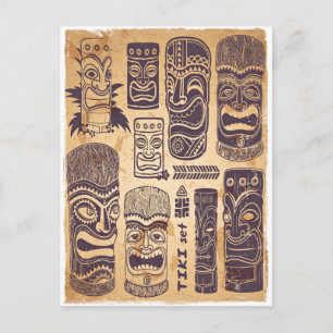 Cartão Postal Vintage Tiki Set