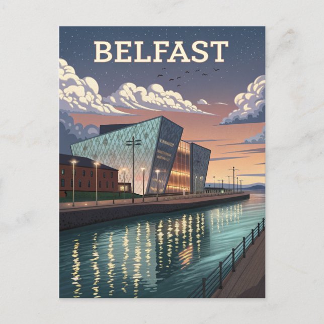 Cartão Postal Vintage Titanic Belfast Viagem (Frente)