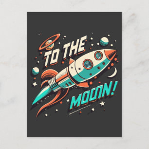Cartão Postal Vintage to the Moon Rocket ship