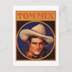 Cartão Postal Vintage Tom Mix Cowboy Etiqueta de Cigarro