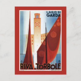 Cartão Postal Vintage Torbole Riva Lake Garda viagem italiano