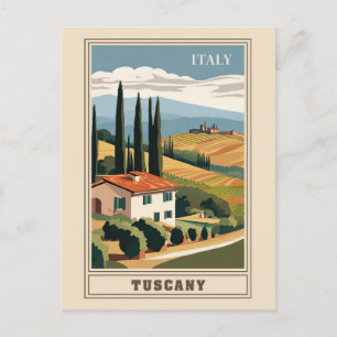 Cartão Postal Vintage Toscânia Itália Villa Retro Viagem italian