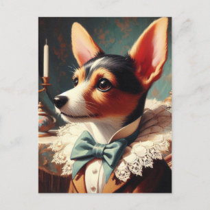 Cartão Postal Vintage Toy Fox Terrier Painting