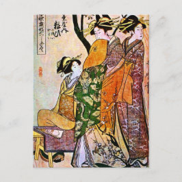 Cartão Postal Vintage - Trabalho de arte japonês com Geisha